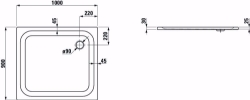 Picture of Laufen PLATINA - Duschwanne, rechteckig, Stahl emailliert (3,5 mm), extraflach (25 mm), 000 weiss, mit Schallschutz, 1000 x 900 x 25, Art.Nr. : H2150300000411