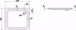Picture of Laufen PLATINA - Duschwanne, rechteckig, Stahl emailliert (3,5 mm), flach (65 mm), 000 weiss, mit Schallschutz, 1000 x 900 x 65, Art.Nr. : H2150310000411