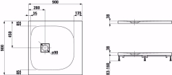 Picture of Laufen SOLUTIONS - Duschwanne, aus Verbundwerkstoff Marbond, superflach, quadratisch, auch für flächenbündigen Einbau geeignet, 035 sand, 1000 x 1000 x 40, Art.Nr. : H2154420350001