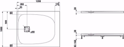 Picture of Laufen SOLUTIONS - Duschwanne, aus Verbundwerkstoff Marbond, superflach, rechteckig, auch für flächenbündigen Einbau geeignet, 000 weiss, 1200 x 1000 x 38, Art.Nr. : H2164420000001