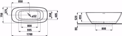 Picture of Laufen INO - Freistehende Badewanne, aus Mineralgusswerkstoff Sentec, 000 weiss, 1700 x 750 x 520, Art.Nr. : H2313020000001