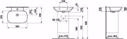 Picture of Laufen INO - Waschtisch INO 56X45 LCC WS, 400 LCC-weiss, 1 Hahnloch, 560 x 450 x 120, Art.Nr. : H8103024001041