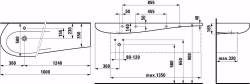 Picture of Laufen ALESSI ONE - Möbelwaschtisch, Ablage rechts, mit verdecktem Überlauf , inkl. Keramikabdeckung für Ablaufventil, 400 LCC-weiss, 1 Hahnloch, 1600 x 500 x 165, Art.Nr. : H8149714001041