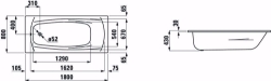 Picture of Laufen PALLADIUM - Badewanne, Einbauversion, Stahl emailliert (3,5 mm), 000 weiss, mit Schallschutz, 1800 x 430 x 800, Art.Nr. : H2251000000411