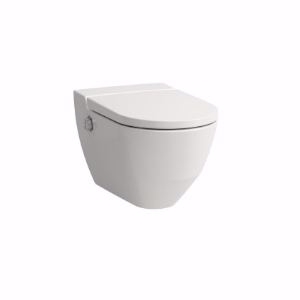 Picture of Laufen CLEANET NAVIA - Dusch-WC spülrandlos, wandhängend, Tiefspüler, inkl. WC-Sitz mit Deckel, abnehmbar, mit Absenkautomatik, 757 weiss matt, mit seitl. Öffnung, 800 x 600 x 550, Art.Nr. : H8206017577171