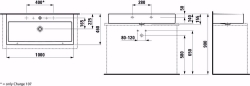 Picture of Laufen LIVING CITY - Aufsatz-Waschtisch, 000 weiss, 2 Hahnlöcher, 1000 x 460 x 155, Art.Nr. : H8184380001071