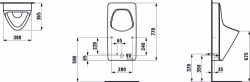 Picture of Laufen ANTERO - Absauge-Urinal, Wasserzulauf innen, mit elektronischer Steuerung, Batteriebetrieb (9V), 000 weiss, 380 x 365 x 770, Art.Nr. : H8401500000001