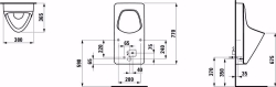 Picture of Laufen ANTERO - Absauge-Urinal, Wasserzulauf innen, mit elektronischer Steuerung, Netzbetrieb (230V), 000 weiss, 380 x 365 x 770, Art.Nr. : H8401520000001