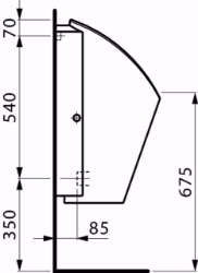 Picture of Laufen LEMA - Absauge-Urinal, ohne HF-Urinalsteurung, ohne Spezialabsaugesiphon für Ersatzbedarf, 400 LCC-weiss, 350 x 400 x 700, Art.Nr. : H8401954000001
