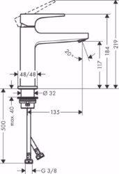 Picture of Hansgrohe Metropol Einhebel-Waschtischmischer 110 mit Hebelgriff und Push-Open Ablaufgarnitur, Mattweiß , Art.Nr. : 32507700