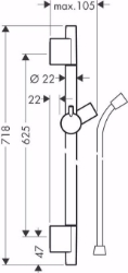 Picture of Hansgrohe Unica Brausenstange S Puro 65 cm mit Brausenschlauch, Mattschwarz , Art.Nr. : 28632670