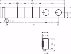 Picture of AXOR Edge Thermostatmodul Select 610/100 Unterputz für 4 Verbraucher - Diamantschliff, chrom , Art.Nr. : 46721000