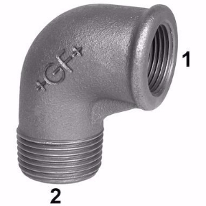 Picture of +GF+ 92 Winkel 90°, Innengewinde reduziert, ISO/EN A4, Dim. (1-2): 3/4" ‑ 1", Art.Nr.: 770092126