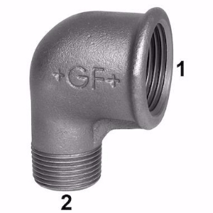 Picture of +GF+ 92 Winkel 90°, Aussengewinde reduziert, ISO/EN A4, Dim. (1-2): 1" ‑ 1/2", Art.Nr.: 770092230