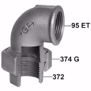 Picture of +GF+ 95 Winkelverschraubung, flach dichtend, ISO/EN UA1, Dimension ″: 3/8", Art.Nr.: 770095203