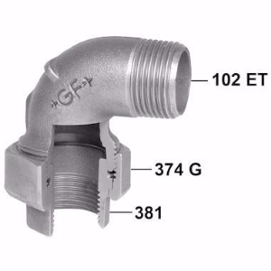 Picture of +GF+ 102 Winkelverschraubung, kegelig dichtend, Dimension ″: 1/2", Art.Nr.: 770102204