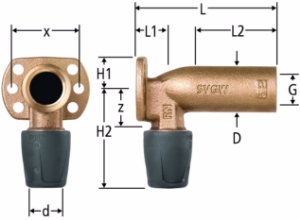 Picture of Nussbaum  85116 Optiflex-Profix-Anschlusswinkel lang mit Wandflansch, Grösse: ½ x 16 x 108, Art.Nr. 85116.21