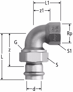 Picture of Nussbaum  80047 Optipress-Aquaplus-Winkelverschraubung mit Innengewinde, Grösse: 22 x ¾, Art.Nr. 80047.25