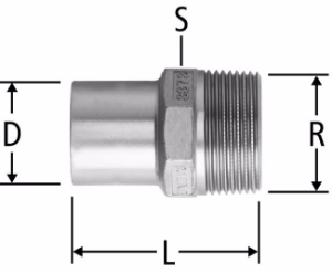 Picture of Nussbaum  80036 Optipress-Aquaplus-Übergang mit Einsteckende und Aussengewinde, Grösse: 22 x ¾, Art.Nr. 80036.25