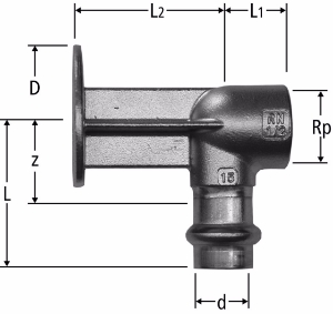 Picture of Nussbaum  80054 Optipress-Aquaplus-Anschlusswinkel mit abgesetztem Wandflansch, Grösse: 18 x ½, Art.Nr. 80054.22