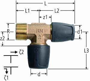 Picture of Nussbaum  85144 Optiflex-Profix-T-Stück mit Aussengewinde, Grösse: ¾ x 20 x 20, Art.Nr. 85144.23