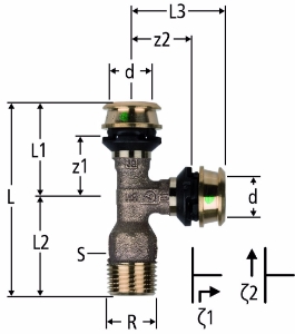 Picture of Nussbaum  84244 Optiflex-Flowpress-T-Stück mit Aussengewinde, Grösse: ¾ x 16 x 16, Art.Nr. 84244.22