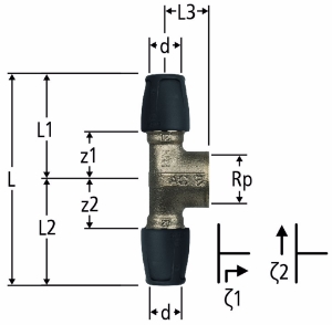 Picture of Nussbaum  85143 Optiflex-Profix-T-Stück mit Innengewinde, Grösse: 20 x ½ x 20, Art.Nr. 85143.22