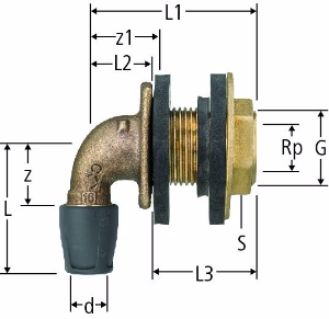 Picture of Nussbaum  85179 Optiflex-Profix-Wanddurchführungswinkel, Grösse: 20 x ½ x 55, Art.Nr. 85179.23