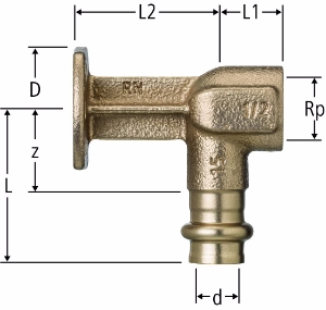 Picture of Nussbaum  81054 Optipress-Aquaplus-Anschlusswinkel mit abgesetztem Wandflansch, Grösse: 15 x ½, Art.Nr. 81054.21