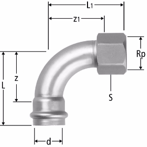 Picture of Nussbaum  80008 Optipress-Aquaplus-Bogen 90° mit Innengewinde, Grösse: 18 x ¾, Art.Nr. 80008.24