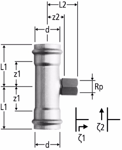 Picture of Nussbaum  80013 Optipress-Aquaplus-T-Stück mit Innengewinde, Grösse: 18 x ½ x 18, Art.Nr. 80013.23