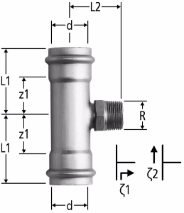 Picture of Nussbaum  80015 Optipress-Aquaplus-T-Stück mit Aussengewinde, Grösse: 22 x ¾ x 22, Art.Nr. 80015.24
