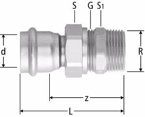 Picture of Nussbaum  80046 Optipress-Aquaplus-Verschraubung mit Aussengewinde, Grösse: 22 x ¾, Art.Nr. 80046.25