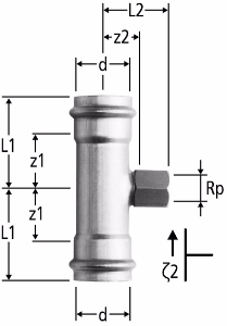 Picture of Nussbaum  88013 Optipress-Gaz-T-Stück mit Innengewinde, Grösse: 76.1 x ¾ x 76.1, Art.Nr. 88013.72