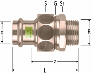 Picture of Nussbaum  88072 Optipress-Gaz-Verschraubung mit Aussengewinde, konischdichtend, Grösse: 22 x ¾, Art.Nr. 88072.24