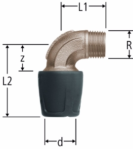 Picture of Nussbaum  85145 Optiflex-Profix-Bogen mit Aussengewinde, Grösse: ½ x 20, Art.Nr. 85145.22