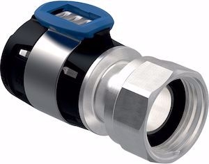 Picture of Geberit FlowFit Anschluss gerade mit Überwurfmutter d25mm, G3/4", vernickelt, Art.Nr. :619.492.22.1