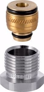 Picture of Geberit Anschlussverschraubung mit Aussengewinde d16mm, G=1/2", vernickelt, Art.Nr. :650.515.22.1