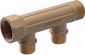 Picture of Geberit Verteiler mit Gewindeanschluss 2 Abgänge Rp=3/4", RMF1=1/2", R=3/4", Art.Nr. :653.428.00.1