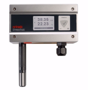 Picture of Rotronic HF4-Messumformer mit integriertem Fühler, Wandmodell, 3-Leiter, mit Display, Speisung 18…40 VDC / 13…28 VAC, Ausgabe: 0…10V, Skalierung: 0…50°C & 0…100% rF, Art.Nr. :HF432-WB1XD1XX