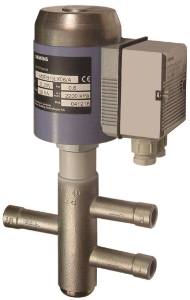 Picture of Siemens Verteil-/Durchgangs-Magnetventil, Lötanschluss, PN32, DN32, kvs 12, AC 24 V, DC 0...10 V / 4...20 mA, Art.Nr.: M3FB32LX