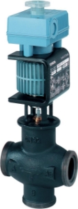 Picture of Siemens Misch-/Durchgangs-Magnetventil, Aussengewinde, PN16, DN15, kvs 1,5, AC / DC 24 V, DC 0/2...10 V / 4., Art.Nr.: MXG461.15-1.5