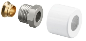 Picture of Oventrop - Klemmringverschraubungs-Set für Thermostatventile "E" G 1/2 AG x 15 mm, weiß pulverbeschichtet,1fach, Art.Nr. : 1169193