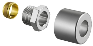 Picture of Oventrop - Klemmringverschraubungs-Set für Thermostatventile "E" G 1/2 AG x 15 mm, Edelstahl-Design, 1fach, Art.Nr. : 1169593