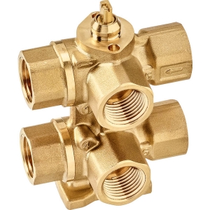Bild von Belimo Regelkugelhahn, 6-Weg, DN 15, Innengewinde, Rp 1/2", PN 16, ps 1600 kPa, kvs1 0.25 m³/h, kvs2 0.63 m³/h, 
Mediumstemperatur 6...80°C, Art.Nr. R3015-P25-P63-B1