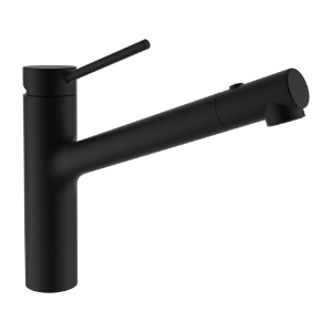 Picture of Laufen Armaturen - Spültischmischer, Ausladung 225 mm, Schwenkauslauf, Auszugbrause mit 2 Strahlarten, PVD inox schwarz , Art.Nr. : HF905437448000