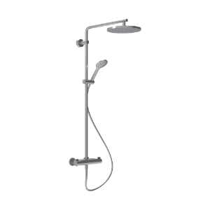 Picture of Laufen Armaturen -35740.748 Showerstation Vivid, thermostatisch, mit Ablage, Regenbrause Ø 250 mm, Handbrause MyTwin100, 1 Kunststoffschlauch und Umsteller WI905452100725, Art.Nr. : HF905452100725