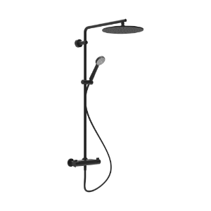 Picture of Laufen Armaturen - Showerstation Vivid, thermostatisch, mit Ablage, Regenbrause Ø 300 mm, Handbrause Stella 80 3F, PVD Titanschwarz matt , Art.Nr. : HF905452428730