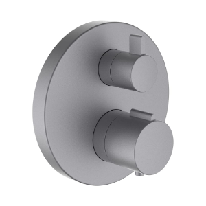 Bild von Laufen Armaturen - twin, Fertigmontage-Set für thermostatischen 2-Griff UP-Duschenmischer, zu Simibox Standard & Simibox Light, PVD inox look , Art.Nr. : HF905474423000