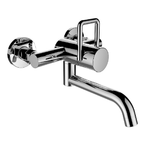 Picture of Laufen Armaturen - Wand-Waschtischmischer, Ausladung 225 mm, Anschlussdistanz 153 mm, Schwenkauslauf, mit Verschraubungen , Art.Nr. : HF985485100001